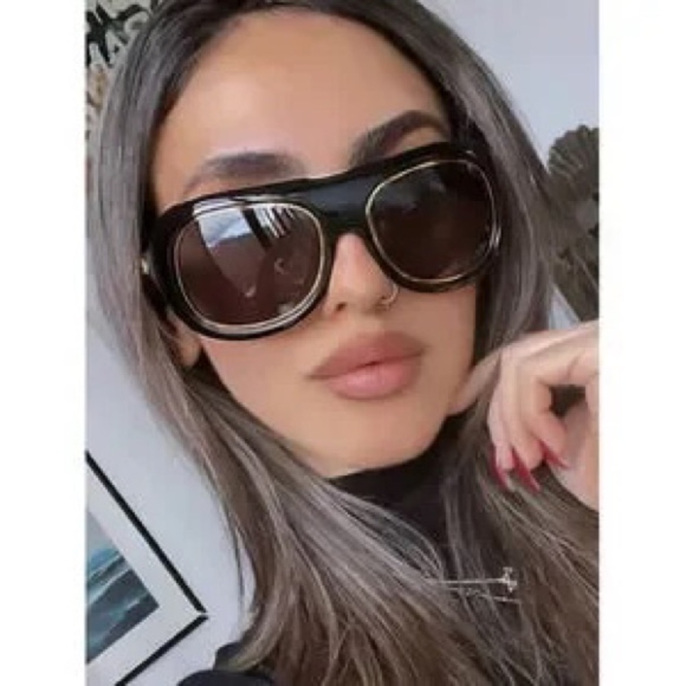 💯- NEW Auth Gucci GG1108S Black Gold Oversized Aviator Sunglasses